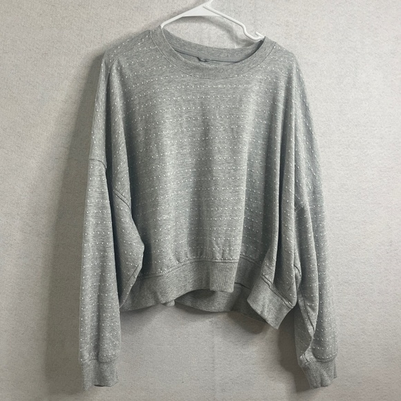 aerie Tops - Aerie Gray Swiss Dot Textured Sweatshirt Pullover Long Sleeve
